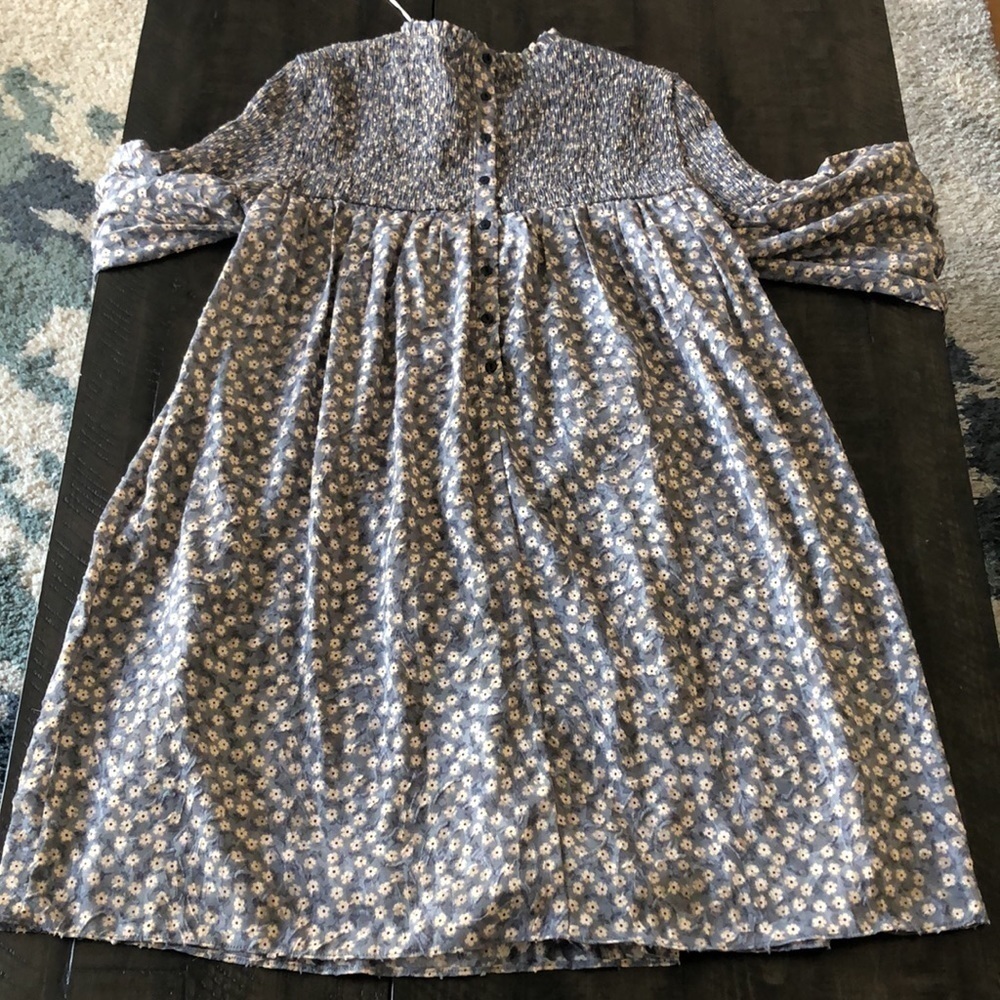 NEW Zara Mini Floral Smocked Romper Long Sleeve XS Built-in Shorts Mini Dress - Picture 11 of 16